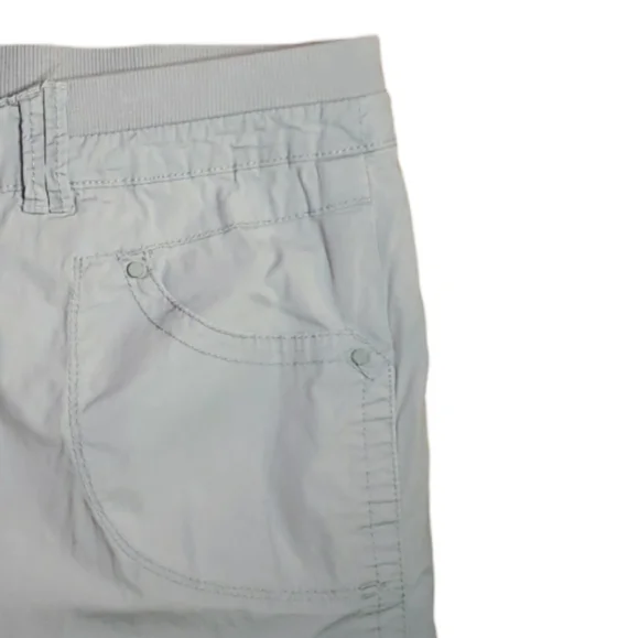 Avenue High Waist Elastic Waistband Drawstring Cinch Legs Gray Cropped Capris 16 - Picture 5 of 16